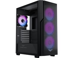 PREYON Nest Aero ARGB - Gaming Behuizing Mesh - USB-C - 4 PWM Fans - Gehard Glas - E-ATX Case - Zwart