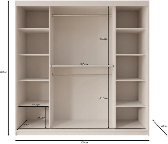 Meubles - Armoire Bodhi - Beige - 200 cm - Avec miroir
