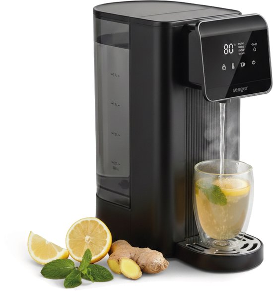 Distributeur d'eau chaude Seeger - Bouilloire instantanée - 2,5 litres - 8 températures - Définissez votre propre quantité - SGR1150BK