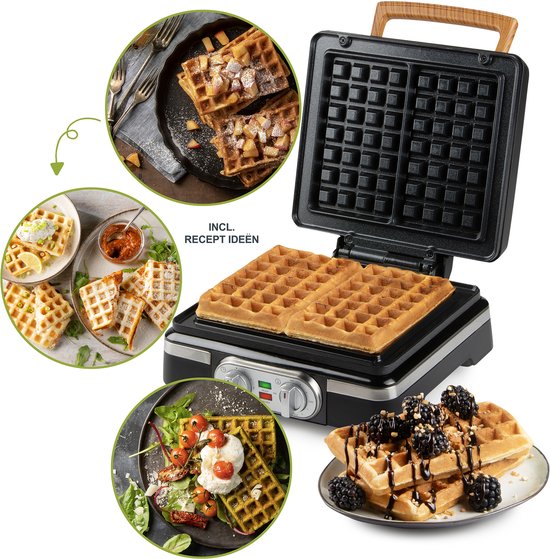 DOMO DO9281W Wafelijzer - XL wafels 4x7 - Belgische Wafels - PFAS-vrij - 1520 W - Timer - Zwart van Domo — afbeelding 3