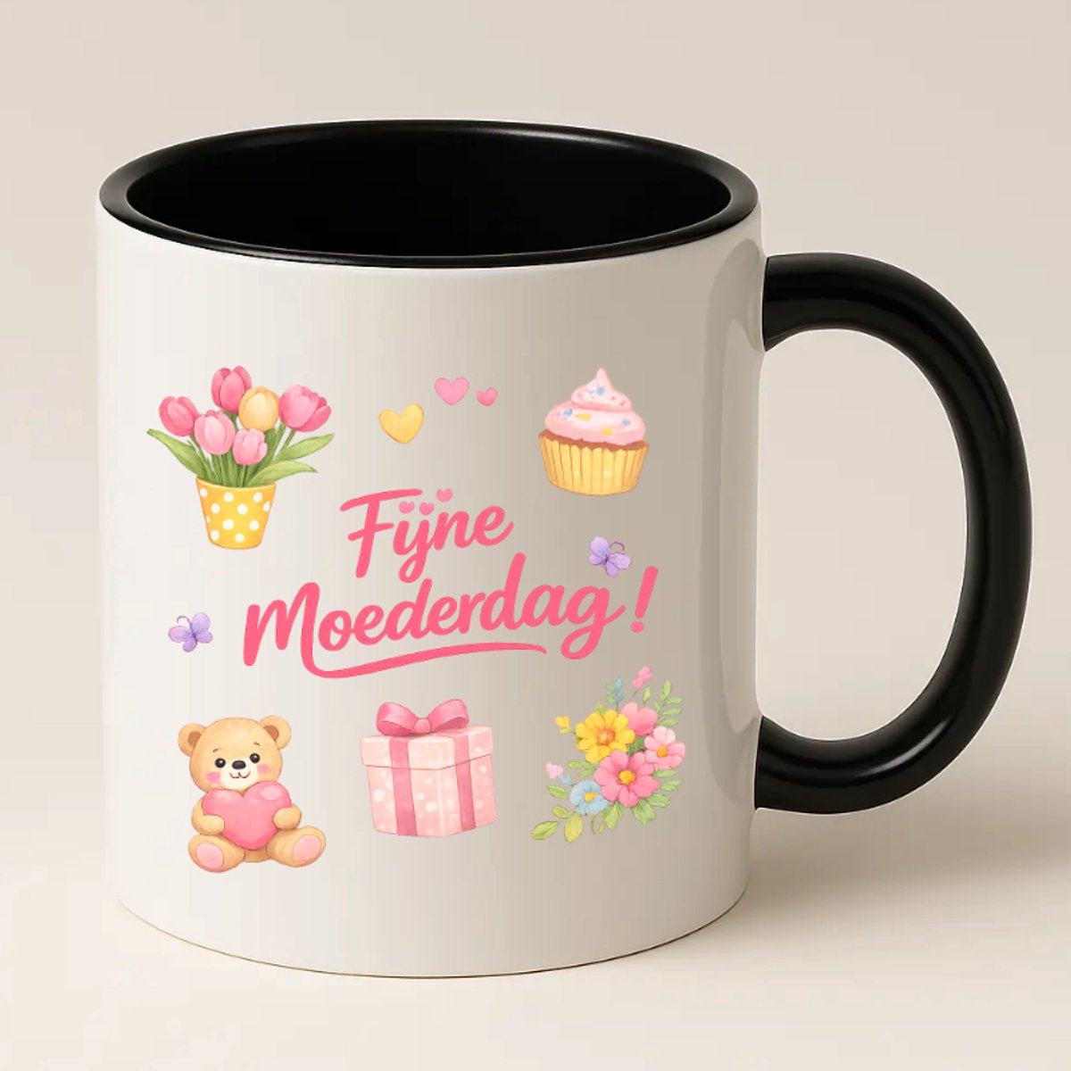 Fijne Moederdag Mok (Zwart) - Cadeau voor Moederdag - Mama Cadeau - Moederdag Geschenk