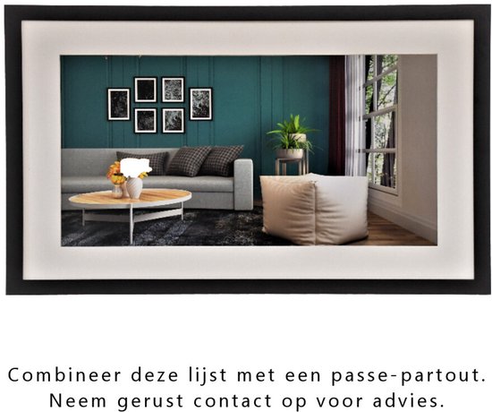 Cadre photo - Zwart- Profil carré avec grain de bois visible - Format photo 25x25 - Verre clair - Art. 1055001525252