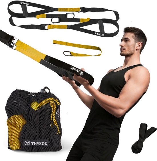 THYSOL Suspension Trainer Pro Xtreme Straps - Yellow - Met Deuranker - Core Trainer - Fitness Thuis - Thuis Fitness Set