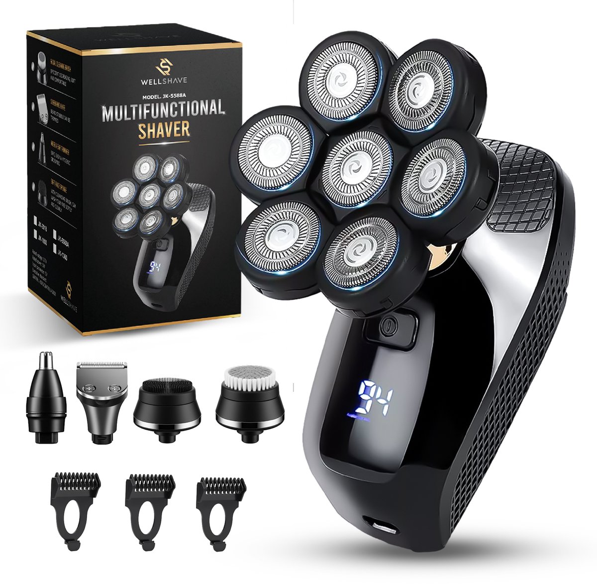 Afbeelding van Wellshave 5 in 1 Scheerapparaat Mannen Deluxe - Gezicht en