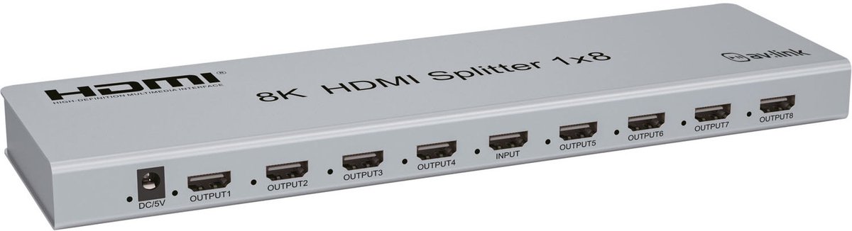 AV:Link 4KS18 slimline 8K HDMI-splitter met EDID
