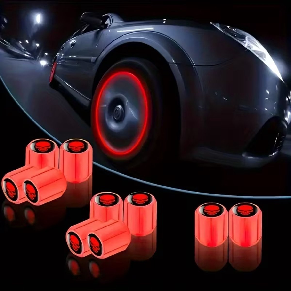 Lichtgevende ventieldoppen voor auto, 10 stuks glow in the dark luchtkappen, verlichte corrosiebestendige bandenspanningsdoppen, universeel voor auto, vrachtwagen, SUV, motorfietsen, fiets