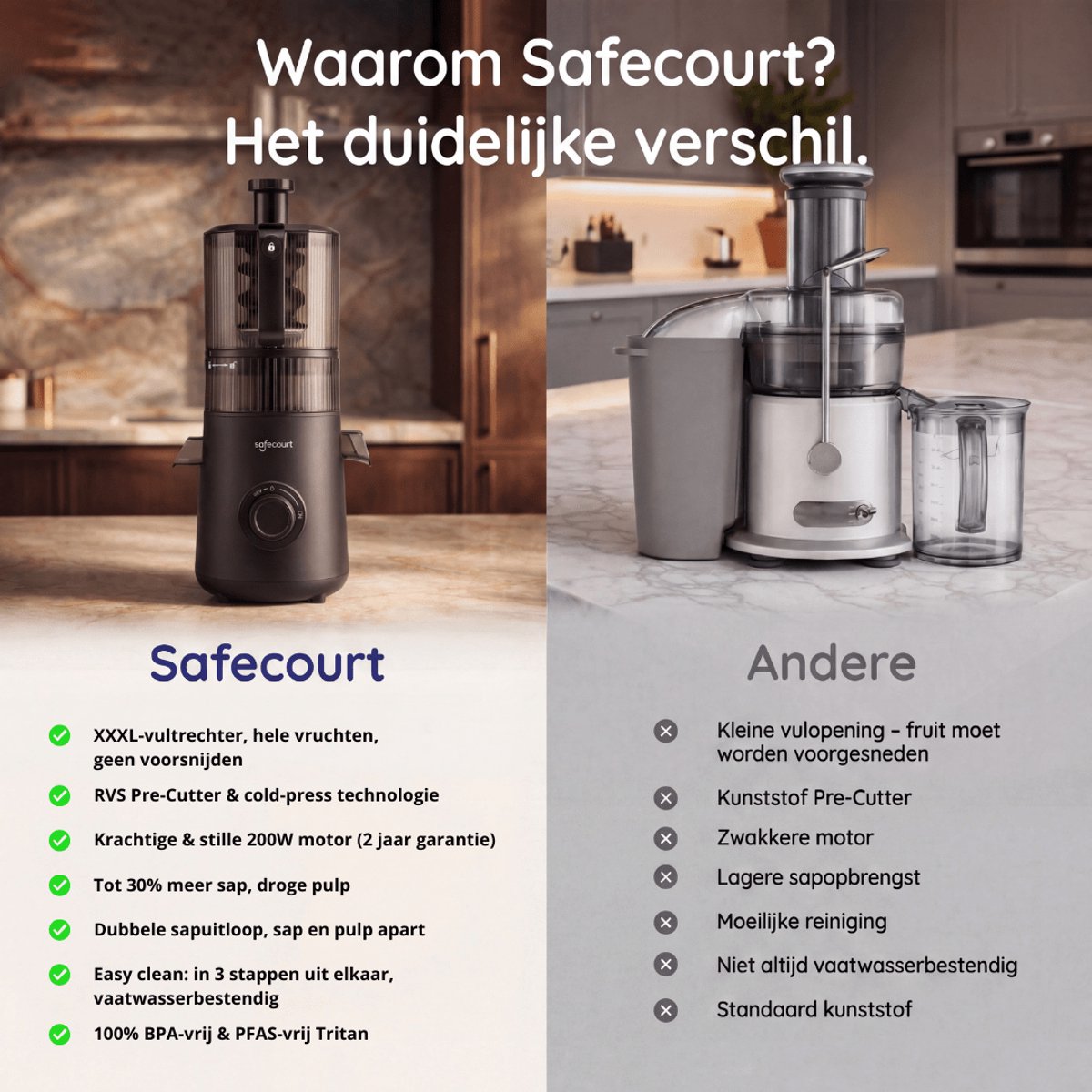 Safecourt Kitchen Slow Juicer XXL - sapcentrifuge Zwart thumbnail 6