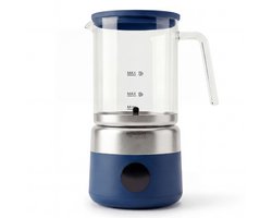 Safecourt Kitchen Glazen Melkopschuimer - Elektrische melkopschuimer - Glazen kan & PFAS-vrij - Vaatwasserbestendig - Blauw