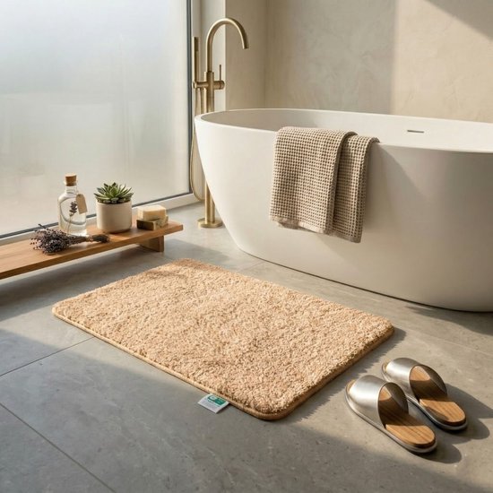 FLOORDIREKT Badmat - Sky Soft - Douchemat - Anti-Slip - Beige - 80 x 150 cm