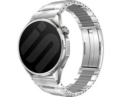 Bracelet hybride en acier 'One Push' Strap-it compatible avec Samsung Galaxy Watch 3 45mm / Watch 1 46mm / Gear S3 - Polar Vantage M3 / M2 / M / V3 / Polar Grit X / X Pro - Huawei Watch GT 1/2/3/4 46mm / GT 5 (Pro) (46mm) (Titane/Gris)