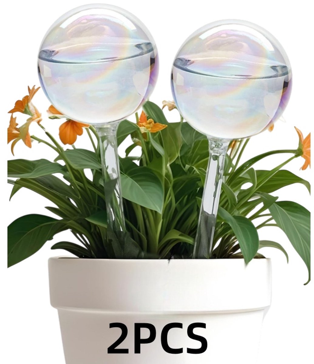 2 stuks-Gietbal - Ronde gieter - Automatische gieter - Glas - Plantengietbal - Tuingereedschap - Geschikt voor het bewateren van planten wanneer u niet thuis bent - Transparant - 20*7 cm