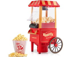 Haeger Popper Popcorn machine - Anti-aanbaklaag & Popcorn In 2 Minuten - Retro - Popcornmaker - 1200W - Rood
