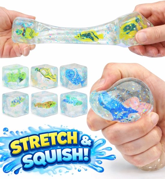 Squishy Ice Cube Squeeze avec poisson - 1 exemplaire - Balle anti-stress - fidget toys - Slow Rise - Balle anti-stress - Article de fête - Anti Stress - TDAH - Pour enfants et adultes