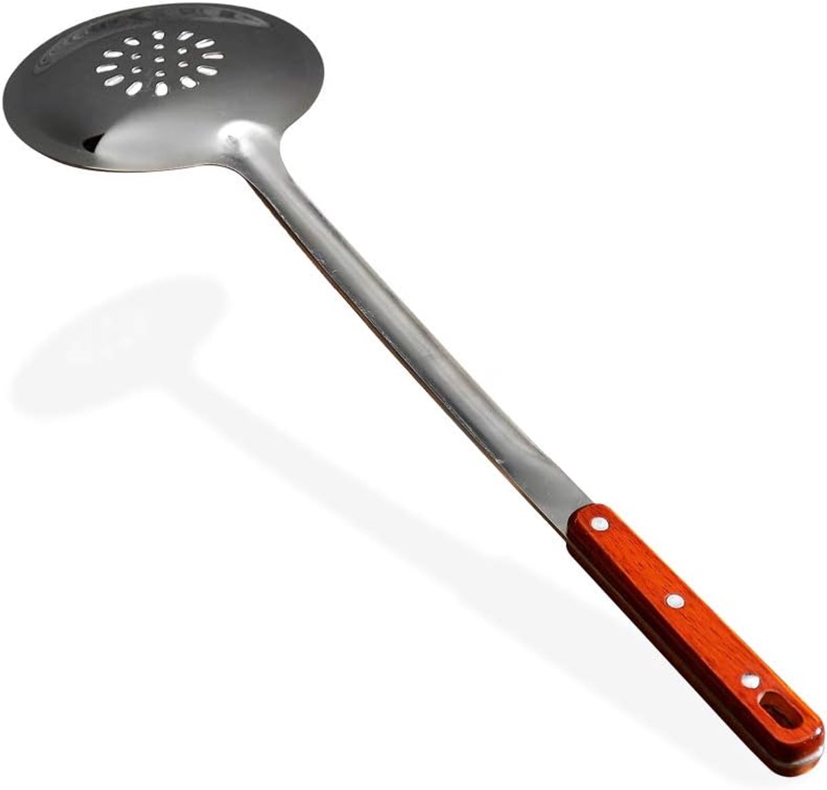Schuimlepel - Plov lepel - Koken - Roestvrij staal en hout - 47 cm - Zilver