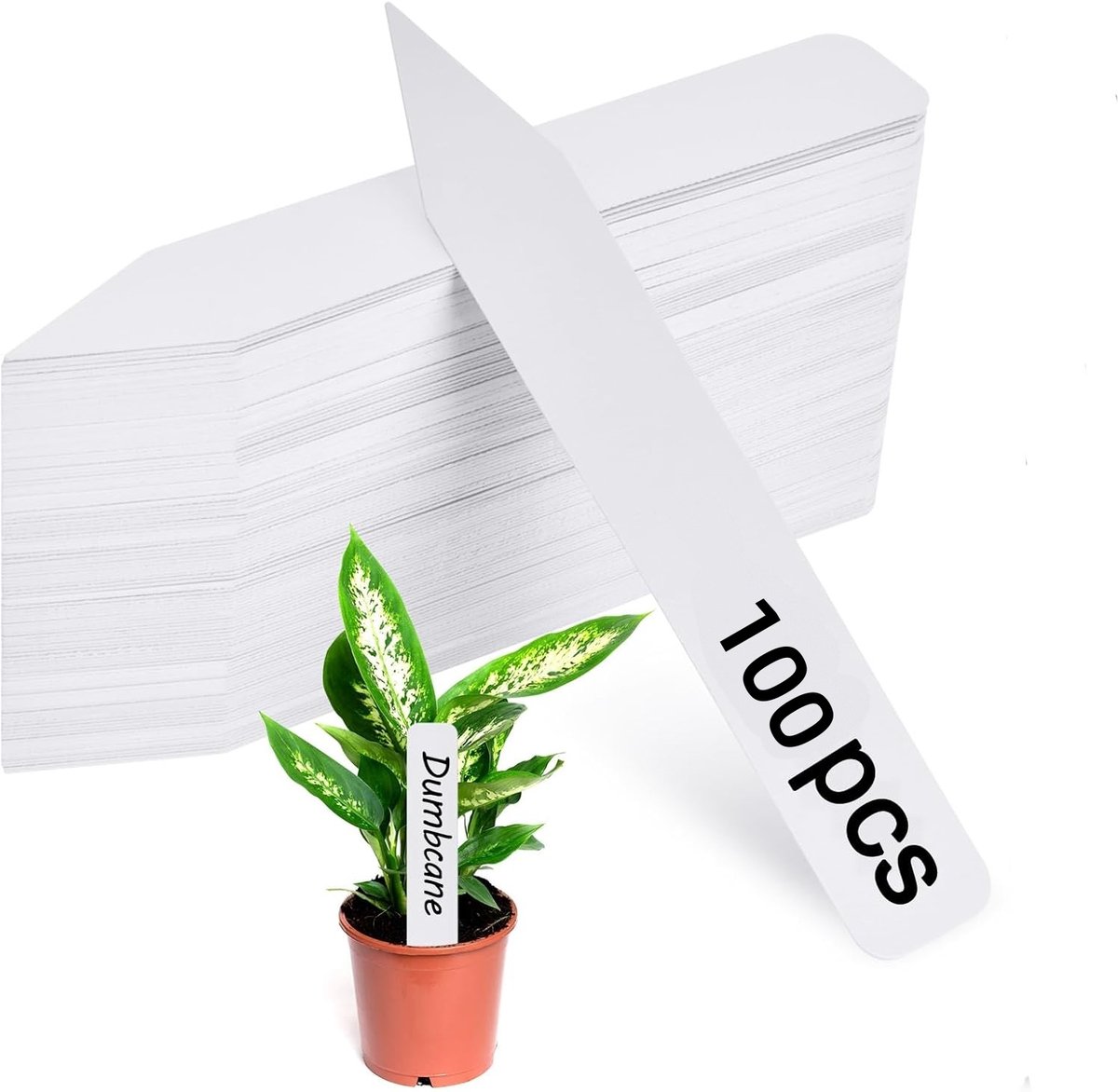 QTTVBTNA -PVC Plantenlabels - vormig 3D-staand - Waterbestendig En UV-bestendig - PVC - Permanente Weerbestendige Inkt - 100 Stuks
