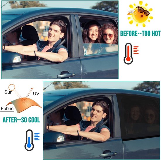 Zonnescherm voor de auto (baby) - 2 stuks zonnesokken - Blokkeert uv-straling - Zonwering voor de achterruit (voor kinderen en huisdieren) - Geschikt voor de meeste voertuigen (Zwart). van Merkloos — afbeelding 5