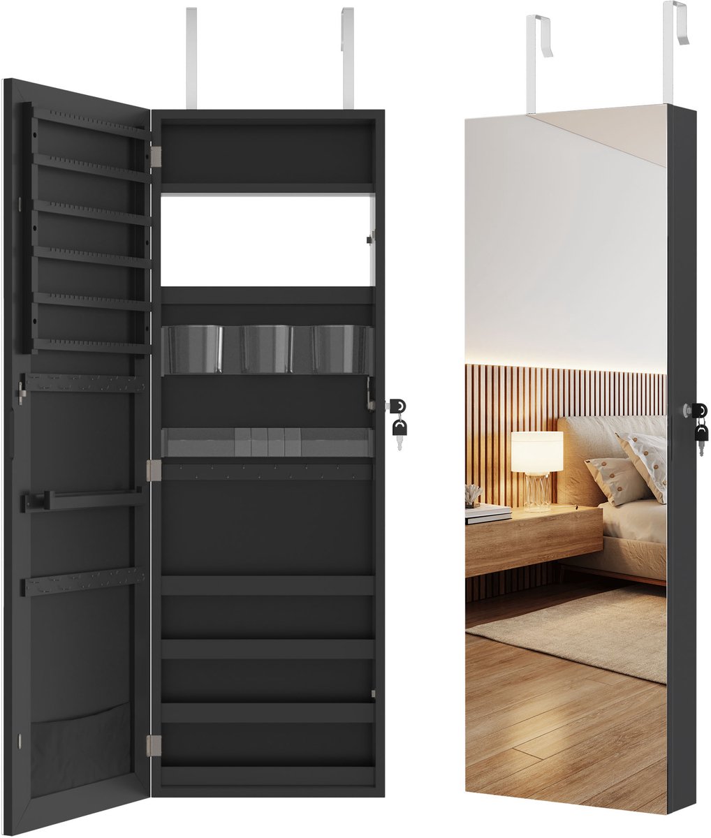 ACXIN Sieradenkast Met Spiegel Sieraden Opberger Make Up Kast Met Slot Wandmontage Hangend