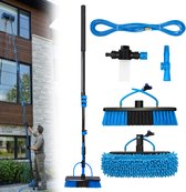 Telescopische Wasborstel 7 Meter - Ruitenreiniger - Raamtrekker Professioneel - Uitschuifbare Telescoopsteel Ramenwassen - Ramenwassen Met Steel - Ruitenwasser - Zonnepanelen - Waterdoorvoer - Auto - Waterbezem - Waterborstel - Cleanrite - Blauw