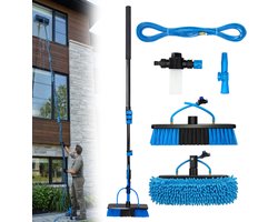 Telescopische Wasborstel 7 Meter - Ruitenreiniger - Raamtrekker Professioneel - Uitschuifbare Telescoopsteel Ramenwassen - Ramenwassen Met Steel - Ruitenwasser - Zonnepanelen - Waterdoorvoer - Auto - Waterbezem - Waterborstel - Cleanrite - Blauw
