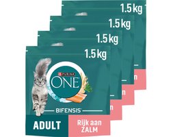 PURINA ONE Adult - Kattenbrokjes - Zalm & Volkoren Granen - 4 x 1.5 kg