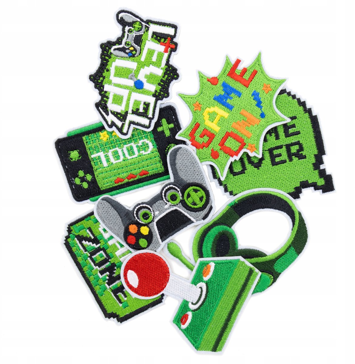 Little Angel - Gamers Strijkapplicaties Set - 8 stuks - Voor Kleding, Tassen - Machinaal Geborduurd