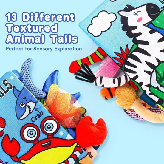 Babystoffenboekjes — 2-delige set (Giraffe + Krab) — Hoogcontrast sensorisch speelgoed met knispergeluiden, geschikt voor baby's van 0–12 maanden — afbeelding 4