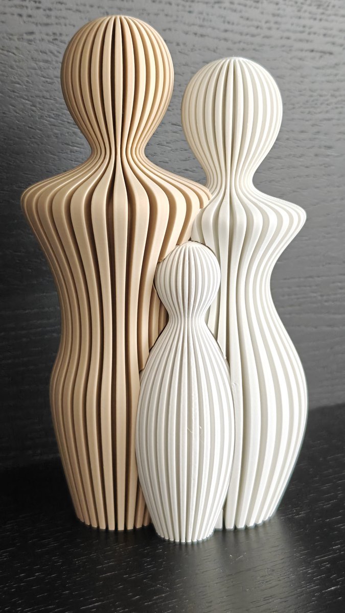 Familie Beeldje Gezin met 1 Kind – Beige & Wit – Modern & Minimalistisch Design