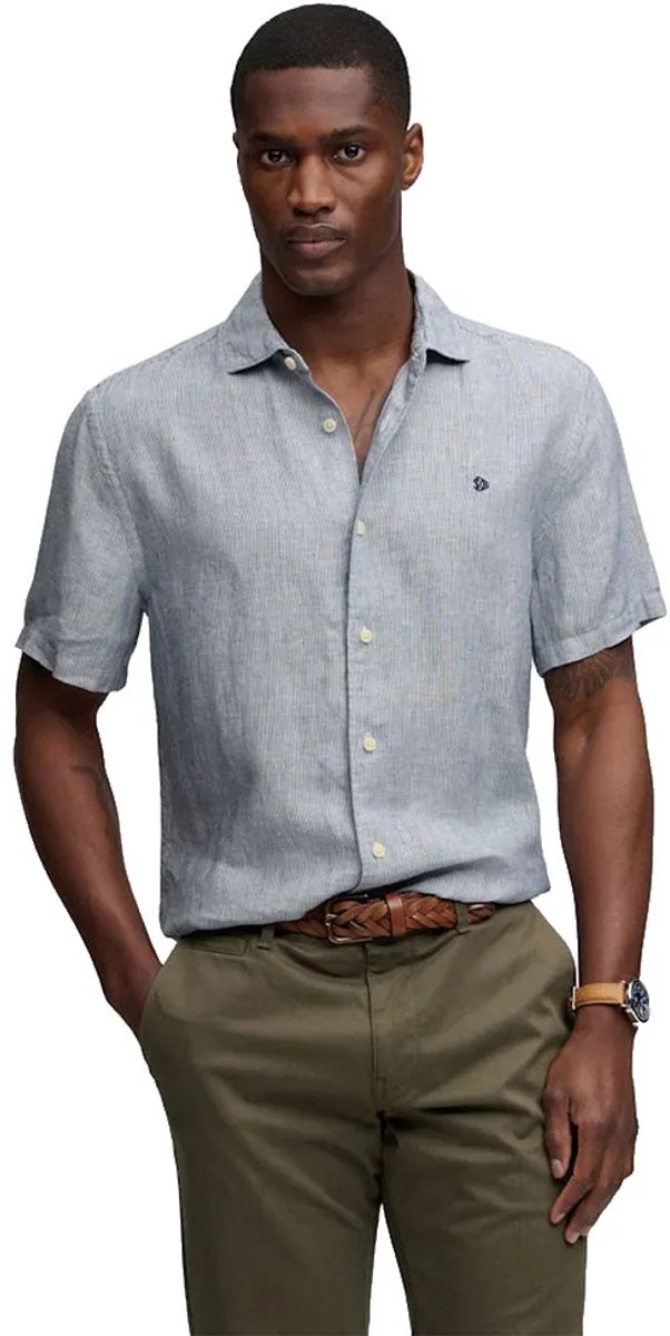 Superdry Riviera Linen Overhemd Met Korte Mouwen M Man Marineblauw