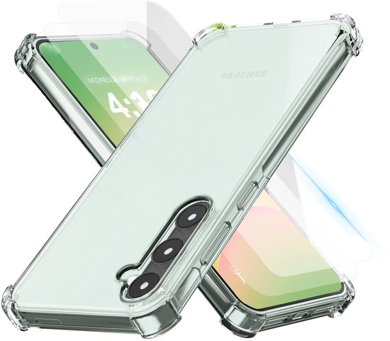 Samsung Galaxy A56 Hoesje Transparant Siliconen Shockproof Case + 2x Screenprotector Beschermglas