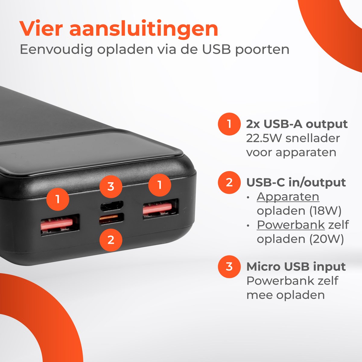 Nuvance Powerbank 20000 mAh 22.5W Zwart - afbeelding 2