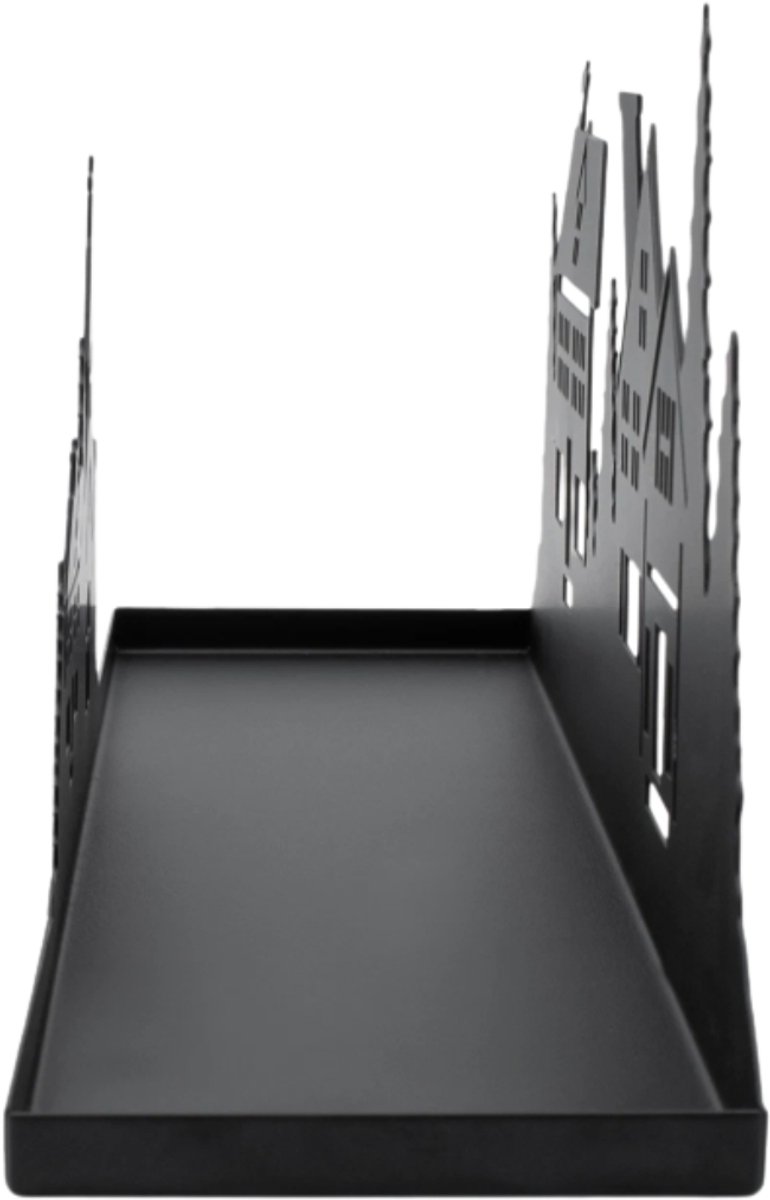 Plateau Kaarsenhouder Kerst Zwart – Metalen Kerstdecoratie met Dorpssilhouet – 40 x 9 x 14 cm – Plateau voor Kaarsen en Waxinelichtjes – foto 3