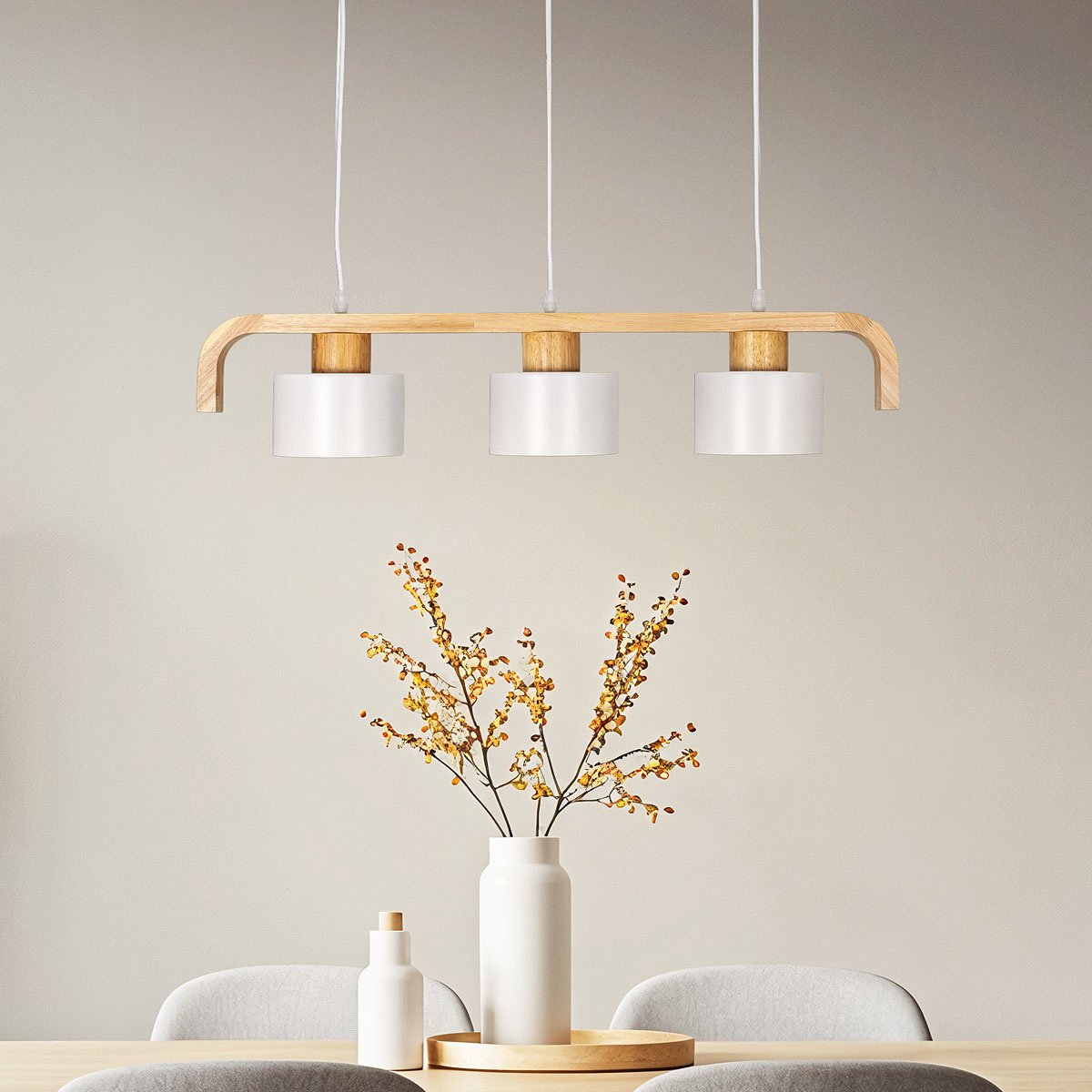 LumenXL Hanglamp 3-lichts - hout - wit - Rosie