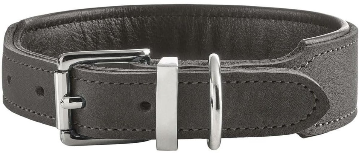 Halsband Hond Leer - Luxe Leren Halsband Hond - Honden Halsband - Hondenhalsband - Leren Honden Halsband - Leren Hondenhalsband - Sterke Halsband - Snelle Installatie - Leer - 50 cm - Grijs - van Imperatoris