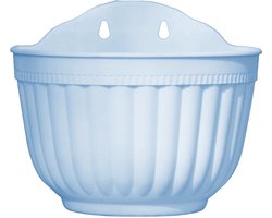 Twee stevige en duurzame bloempotten voor binnen en buiten, geschikt voor aan de muur, met drainagegaten, ideaal voor balkon en terras, blauw.