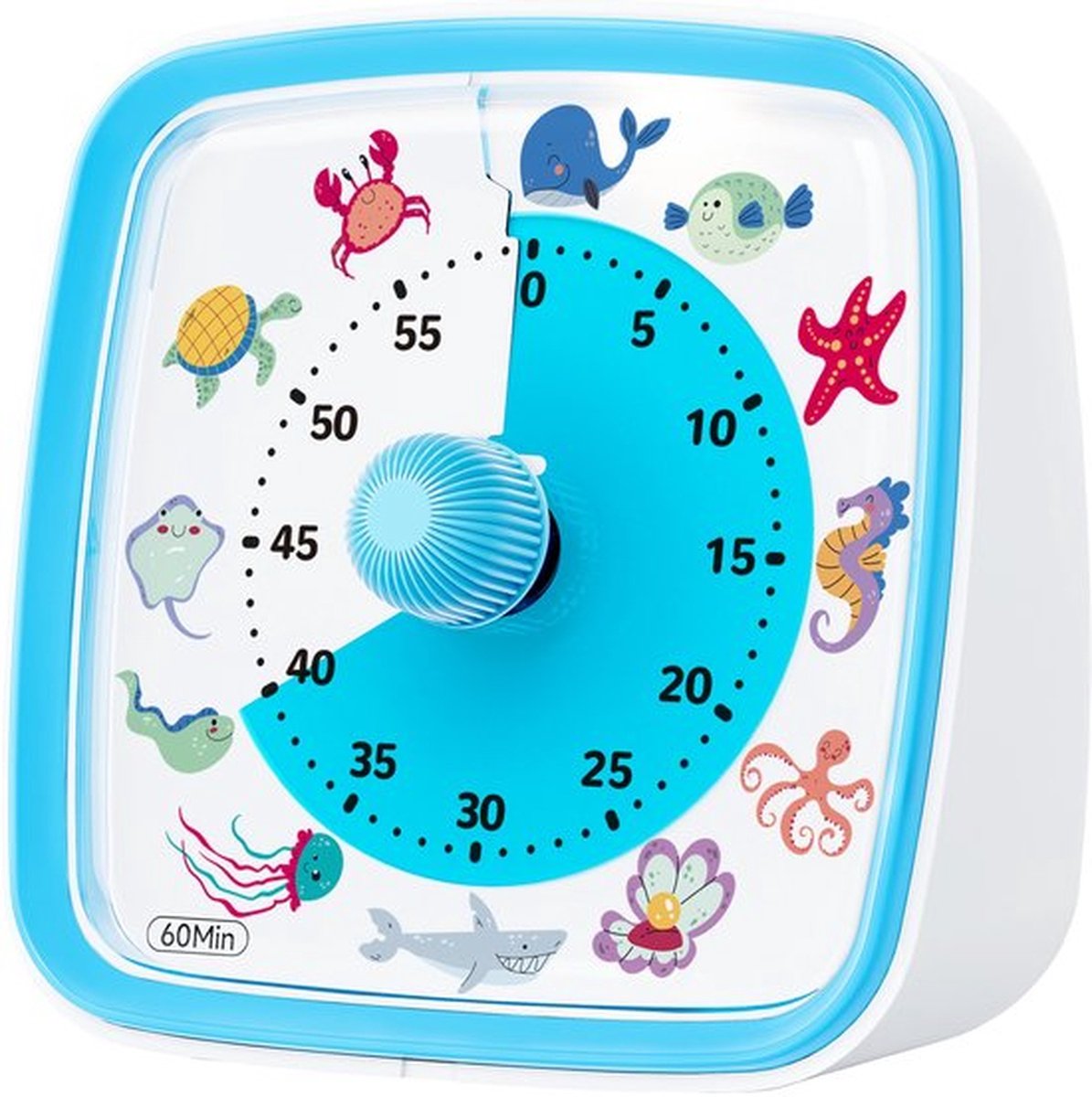 Visuele timer voor kinderen - 60 minuten afteltimer - Tijdmanagementtools voor in de klas, huiswerk, koken , Zeeleven - Blauw