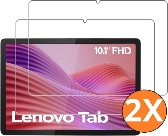 Twee screenprotectors voor een Lenovo Tab 10.1" FHD, met een "2X"-indicator.
