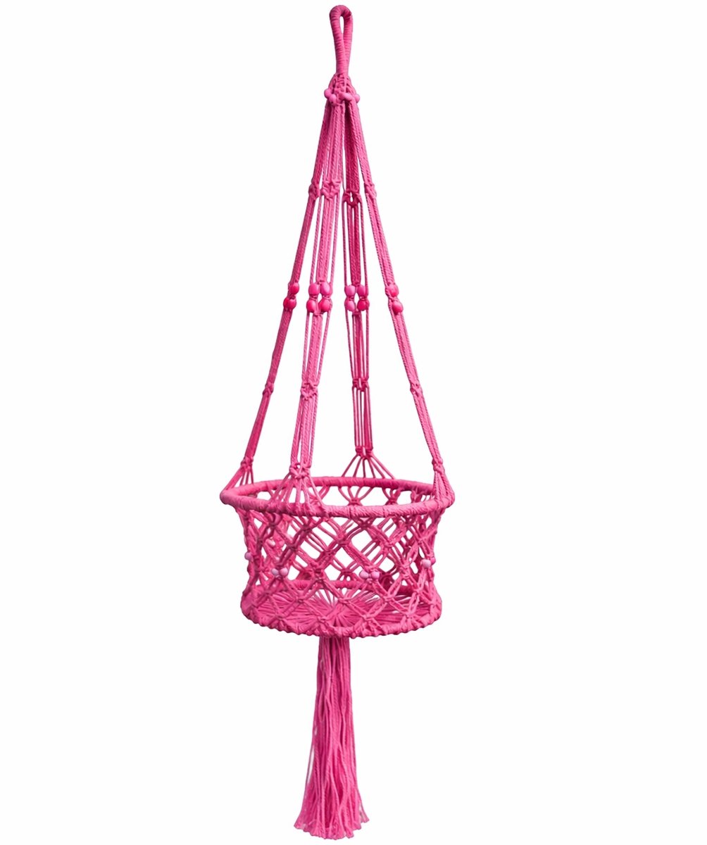 Lavandoux - Macramé Plantenhanger - Ø20 cm - Katoen - Roze