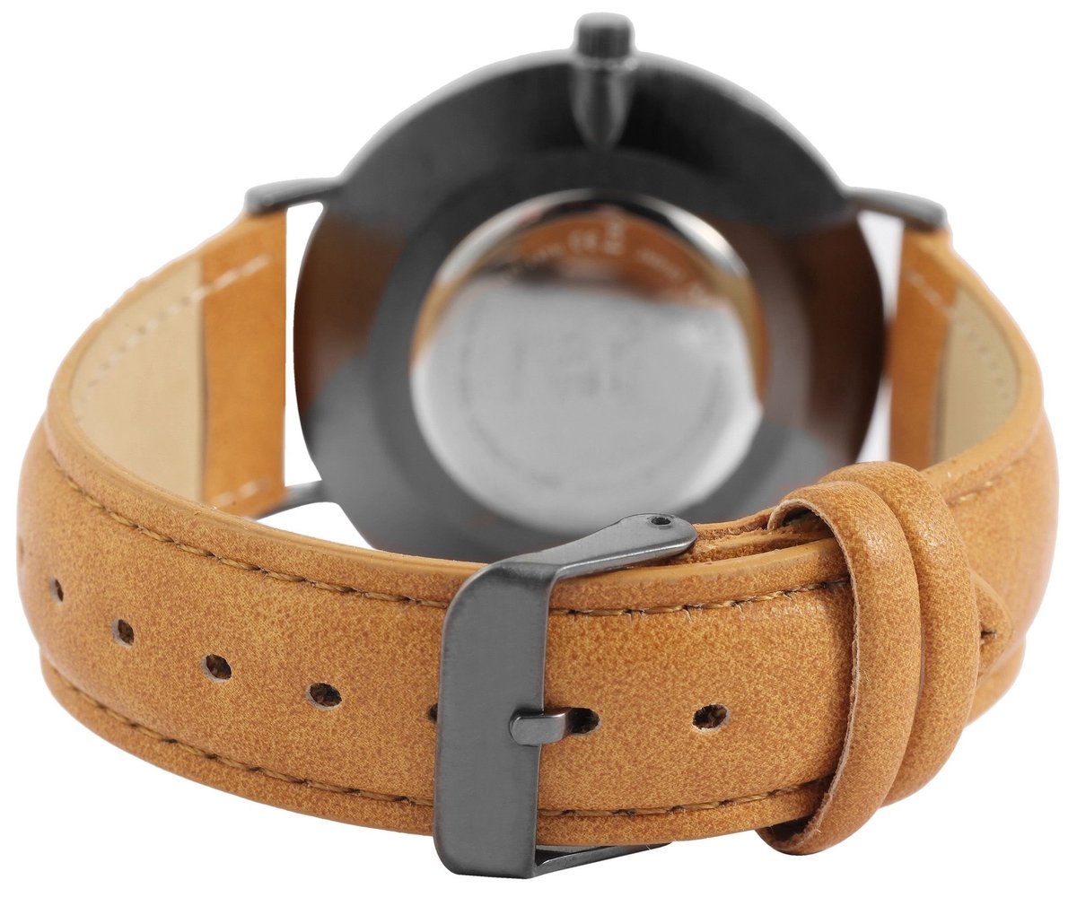 Akzent-Herenhorloge-model 2900182-002-lichtbruin-diameter 41mm-3 atm waterdicht-Romeinse cijfers