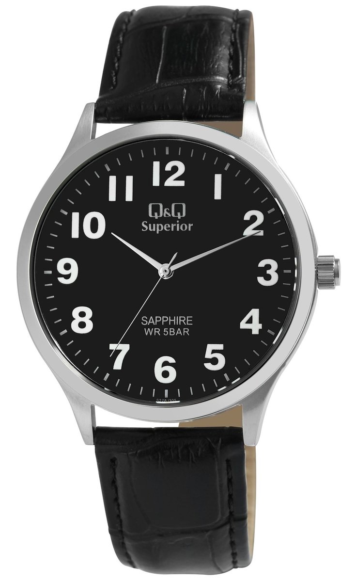 QQ Herenhorloge van echt leer S278J305Y QQ Superieur herenhorloge met echte leren band,