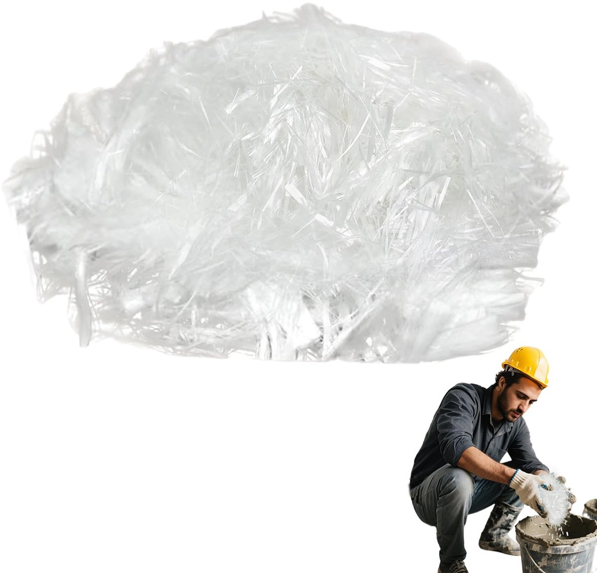 Allecto - Glasvezels voor Cement - 6mm Glasvezels - Versteviging en Scheurpreventie - Wit - Glasvezels voor Bouwtoepassingen - Ideaal voor Mortel e...