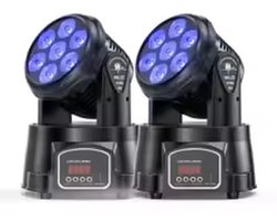 Cellista - Moving Head LED Spot 2 Stuks - Stage Light RGBW 7x15W - DMX512 DJ Verlichting - Beam Spot - 105W - Disco Party Verlichting Set