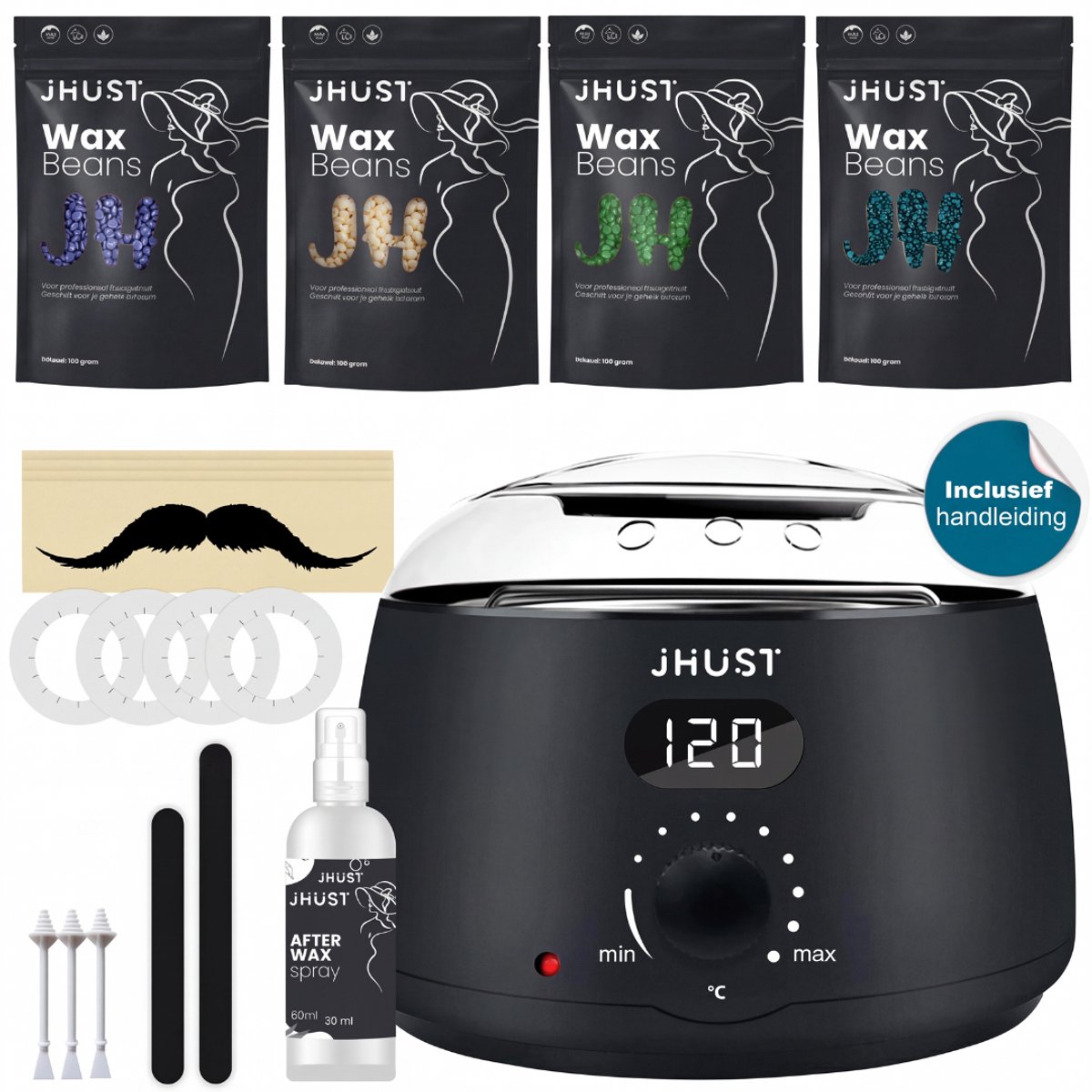 JHust® Professionele Wax Apparaat SET - Wax Beans Verwarmer - Wax Heater - Ontharing Set - Wax Set - Wax stick - Harsontharing - Waxverwarmer - Inclusief 400 gram Hard Wax Bonen - Harsverwarmer - Harsapparaat - kerstcadeau voor vrouwen