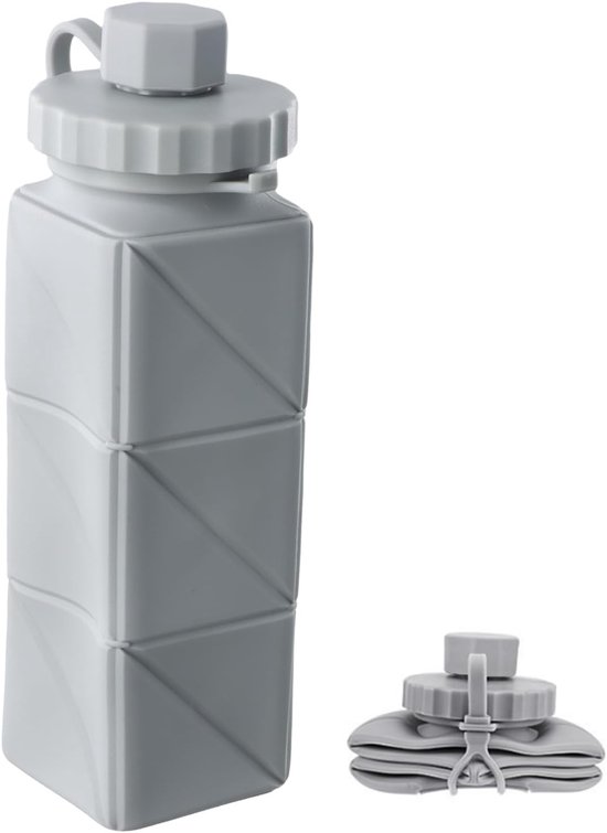 foldable water bottle, 620ml silicone portable travel and sports bottle reusable leak-proof hiking and camping water bottle