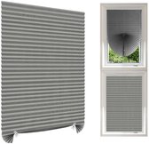 Plisségordijn zonder boren - zelfklevend en op maat te knippen raamgordijn - Volledige verduistering - grijs - 60 x 150 cm - non-woven voor raam en deur