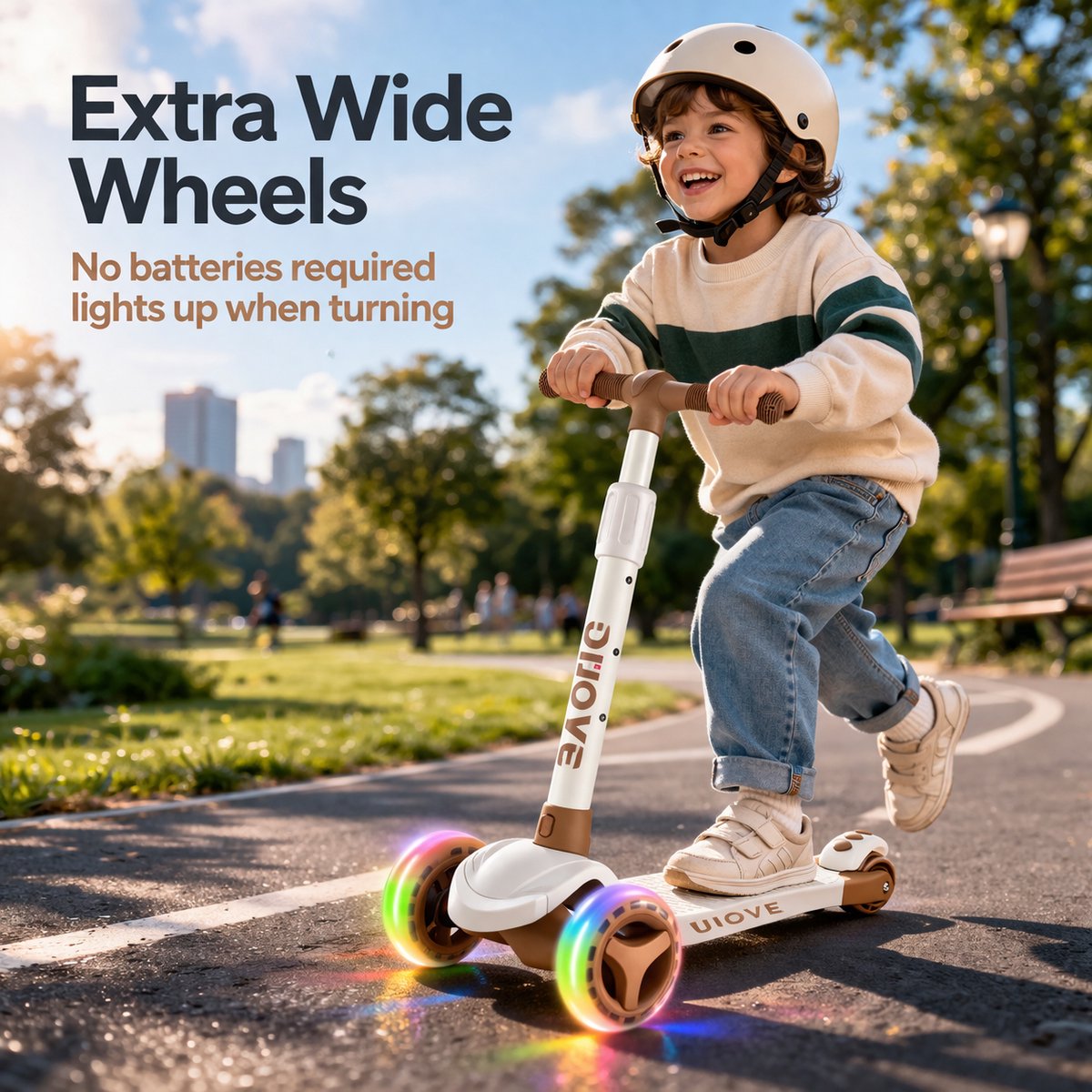Suotu Kinderstep - Step - 3 Lichtgevende Wielen - EXTRA BREEDE WIELEN - Step 3+ Jaar tot 50kg - Speelgoed Jongens/Meisjes - Bruin — afbeelding 4