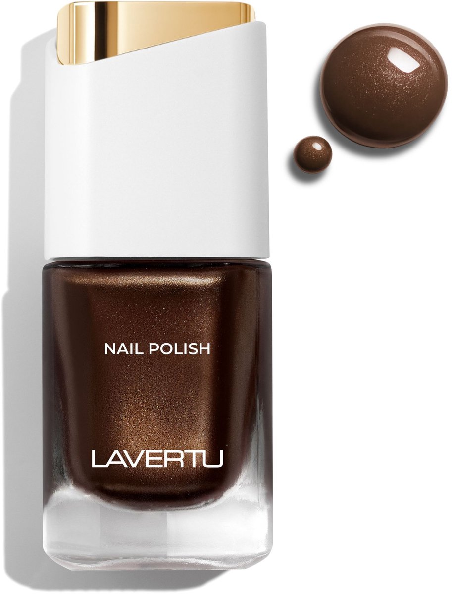 LAVERTU Nagellak Unique – 15 Maxima Brown - Langhoudende Vegan Nagellak met Glanzende Finish – Sneldrogend & Verzorgend – 10 ml