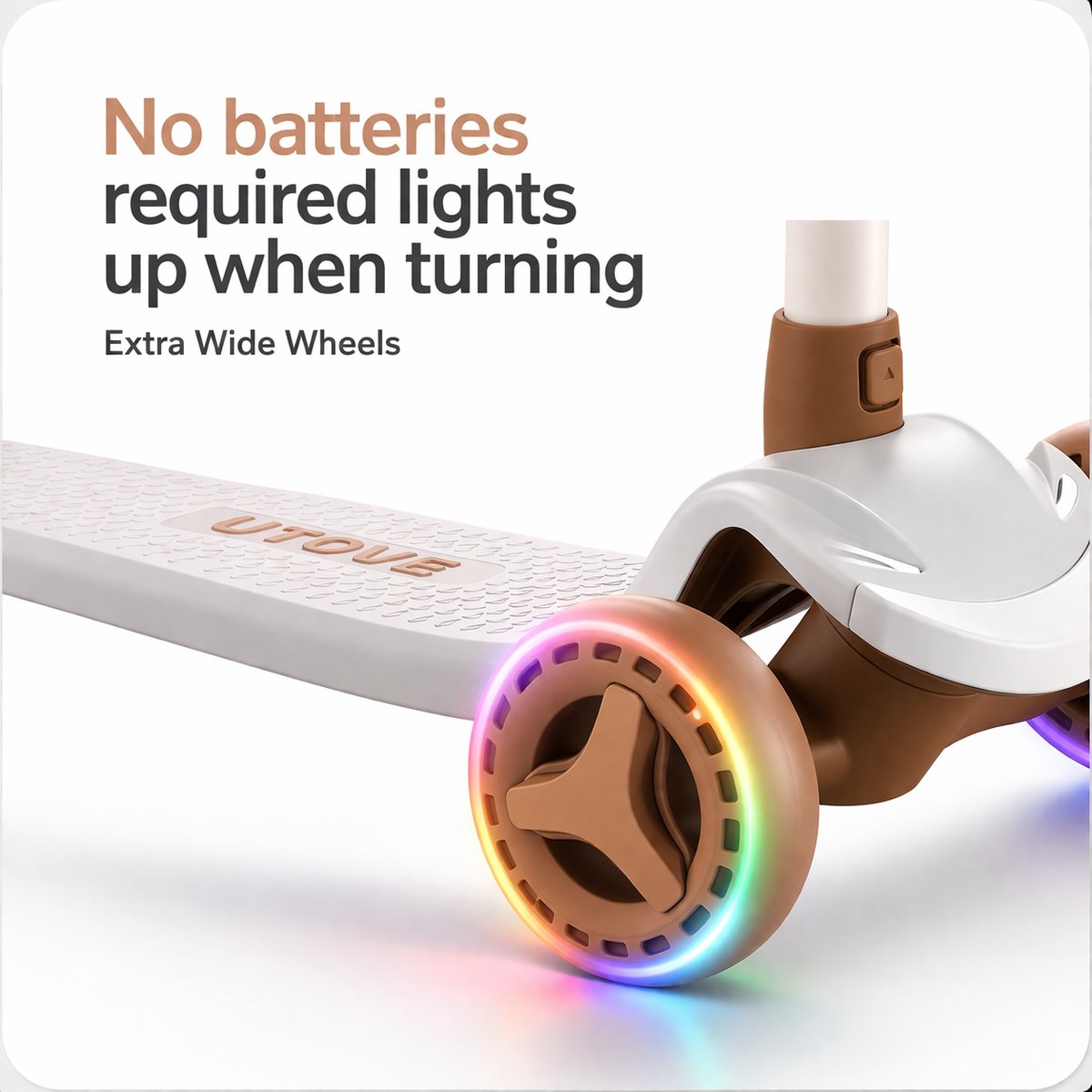 Suotu Kinderstep - Step - 3 Lichtgevende Wielen - EXTRA BREEDE WIELEN - Step 3+ Jaar tot 50kg - Speelgoed Jongens/Meisjes - Bruin — afbeelding 7