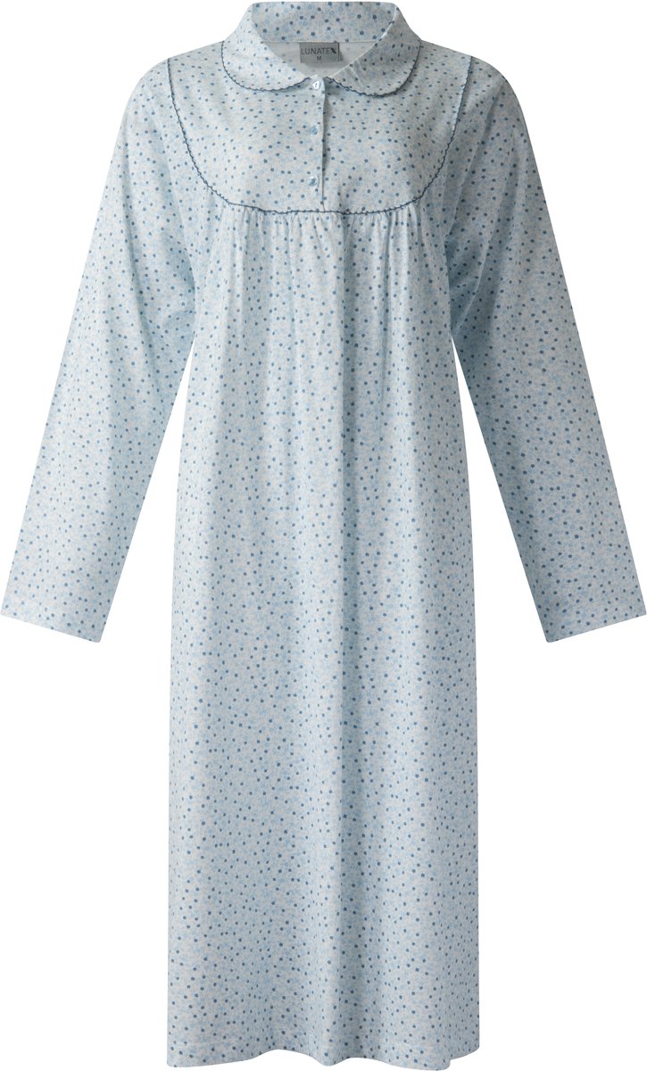 Lunatex klassiek dames nachthemd 224197 - 100% katoen - blauw