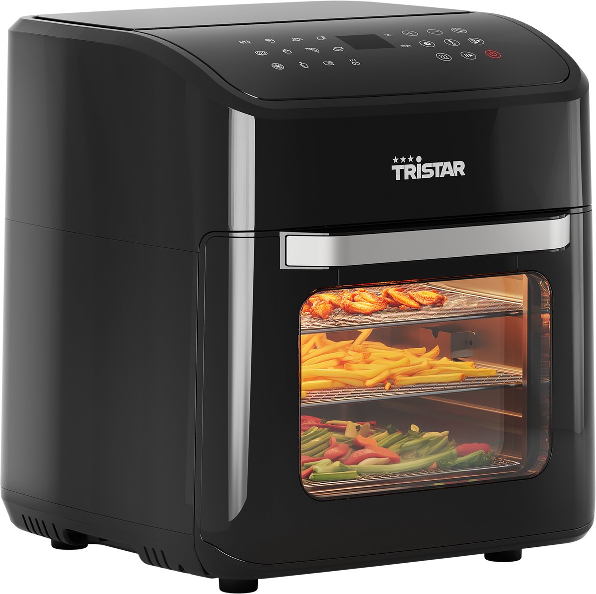Tristar FR-9065 Airfryer Oven – 12L Capaciteit - 1800W – Digitaal Touchscreen - 12 Programma’s – Inclusief Frietmand, Grillrekken en Kruimellade – Zwart
