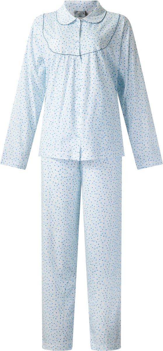 Lunatex klassieke dames pyjama 124277 - 100% katoen - blauw
